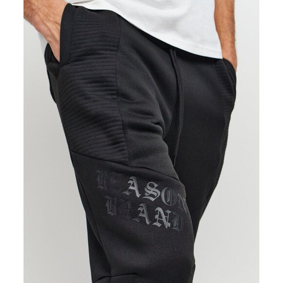 Reason Men's Justin Moto Cuffed Slim Fit Black Jogger Size M - Picture 9 of 13